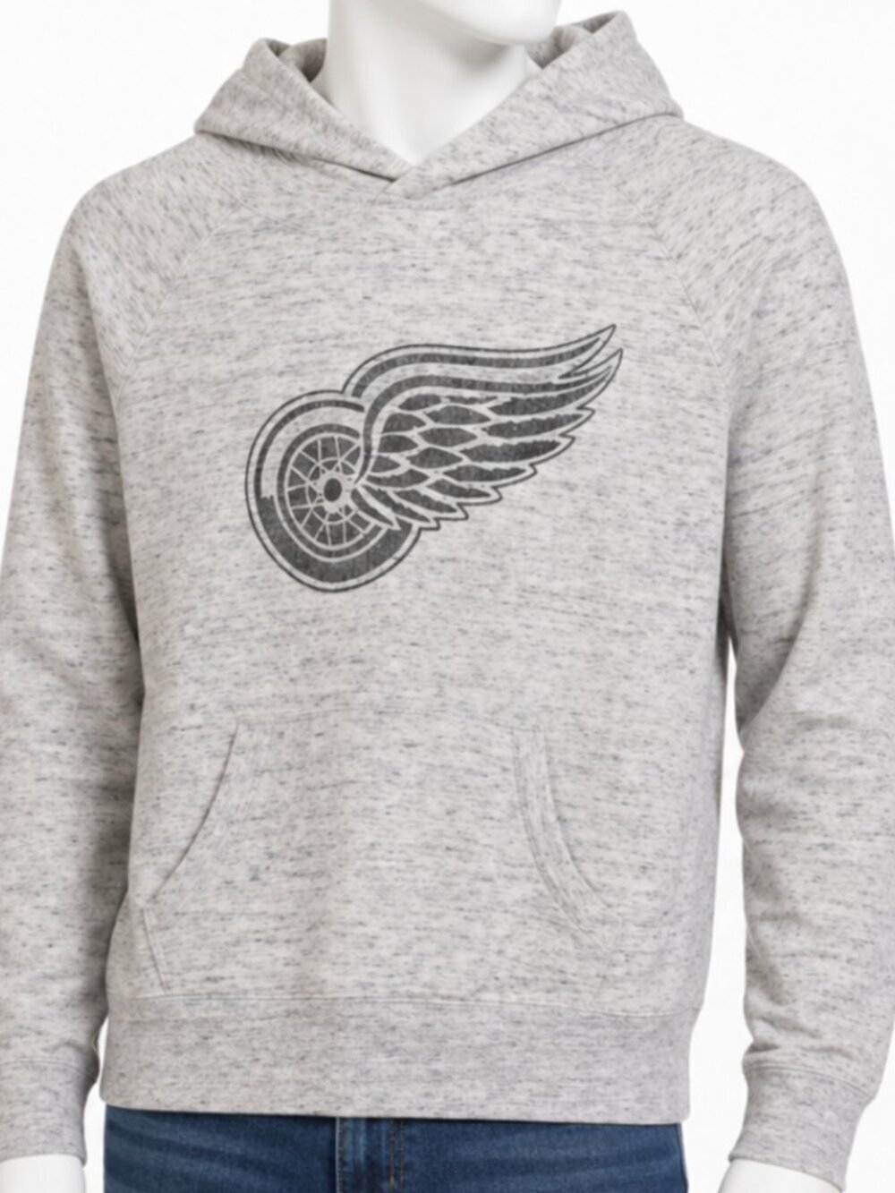 Mens Medium Detroit Red Wings Hoodie Gray Pullover 47 Brand NHL